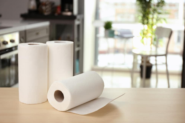 two toilet tissue paper rolls on wood table